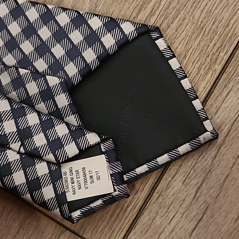 BANANA REPUBLIC Navy Black White Plaid Mens Skinny Tie NEW - Picture 5 of 5